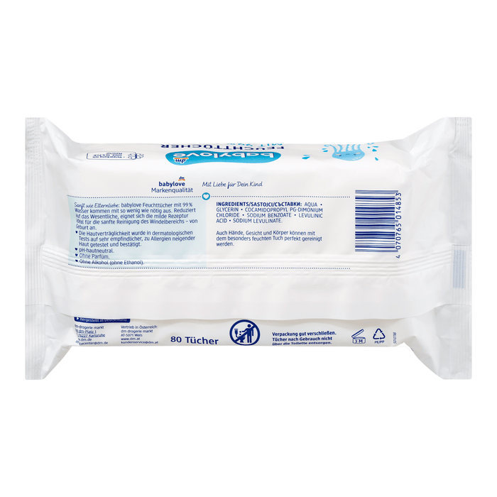 babylove Șervețele umede pentru bebeluși cu 99% apă 4x80, 320 buc WALTI