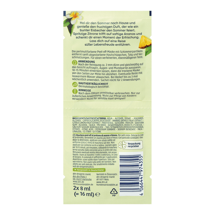 Balea Mască pentru față peel-off Lemon Lover, 2x8ml, 16 ml - WALTI WALTI