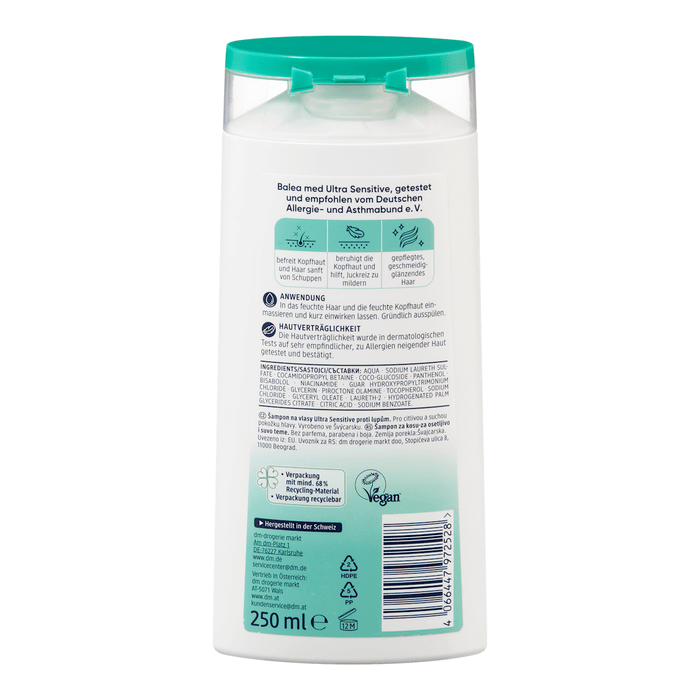 Balea med Șampon Ultra Sensitive antimătreață, 250 ml WALTI