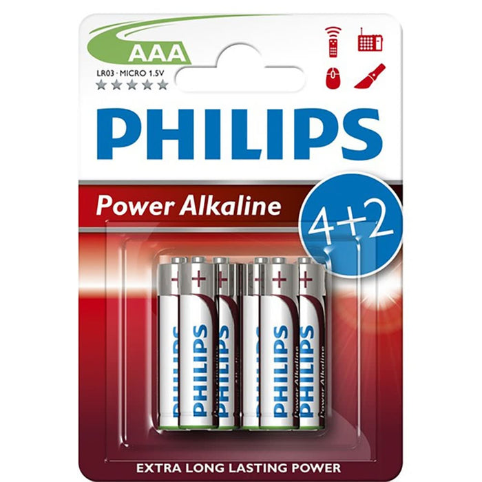 Baterii alcaline AAA PHILIPS LR03P6BP/10, 6 bucati WALTI
