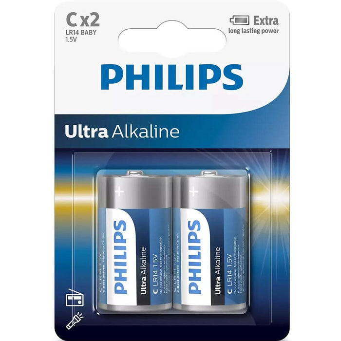 Baterie alcalina PHILIPS LR14, C, 2 bucati WALTI