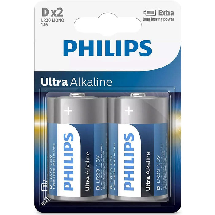 Baterie alcalina PHILIPS LR20, D, 2 bucati WALTI
