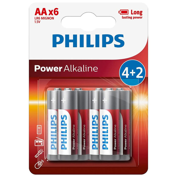 Baterii alcaline AA PHILIPS LR6P6BP/10, 6 bucati WALTI