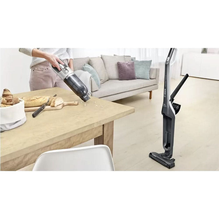 Aspirator vertical 2in1 BOSCH Flexxo Gen2 Seria 4 BCH3K2801, 0.4l, 25.2V, autonomie max 55 min, Sistem RobustAir, argintiu-negru WALTI