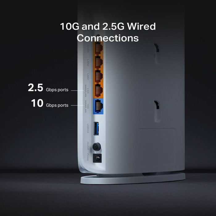 Router Wireless Gigabit TP-LINK ARCHER BE450 BE7200, Wi-Fi 7, Dual-Band 1376 + 5765 Mbps, Port 10Gbps, Port 2.5 Gbps, USB 3.0, alb - WALTI WALTI