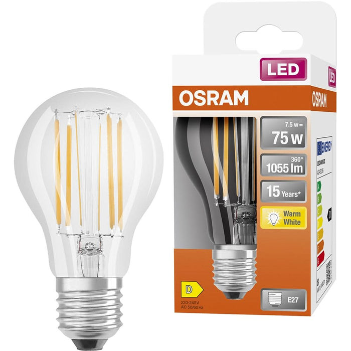 Bec LED OSRAM filament, E27, 7.5W, 1055lm, lumina calda WALTI