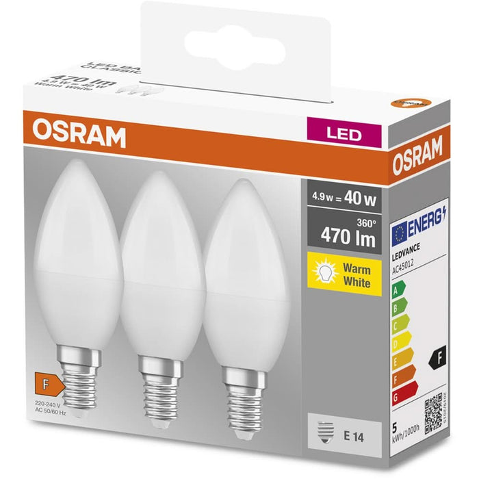 Set 3 becuri LED OSRAM, E14, 4.9W, 470lm, lumina calda WALTI