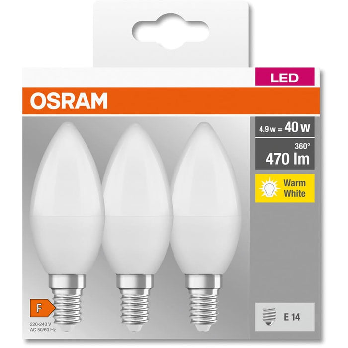 Set 3 becuri LED OSRAM, E14, 4.9W, 470lm, lumina calda WALTI