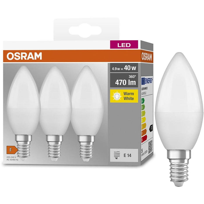 Set 3 becuri LED OSRAM, E14, 4.9W, 470lm, lumina calda WALTI