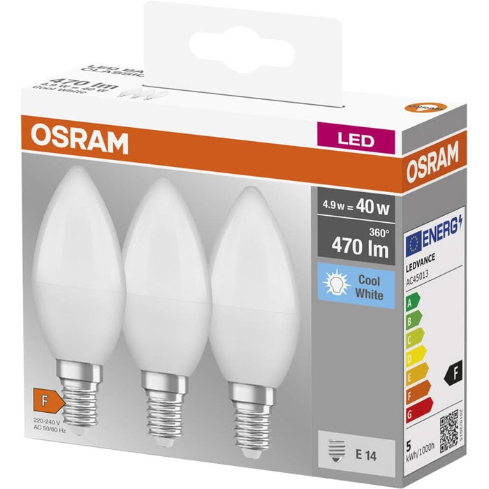 Set 3 becuri LED OSRAM, E14, 4.9W, 470lm, lumina neutra WALTI