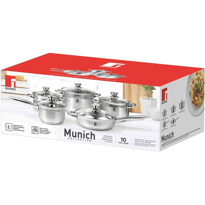 Set vase BERGNER Munich BG-32144-MM-RO, 10 piese, 16-24cm, 1.8-6.1l, inox - WALTI WALTI
