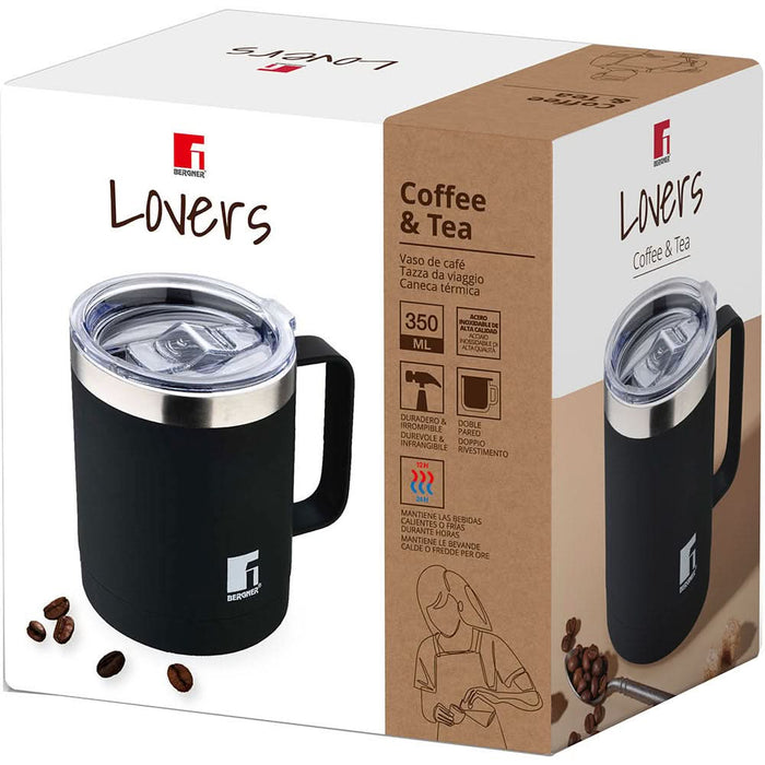 Cana termos BERGNER Coffee&Tea Lovers BG-37788-BK, 350ml, negru WALTI