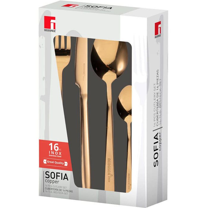 Set tacamuri BERGNER Sofia Gold BG-45194-CP, 16 piese, inox, auriu WALTI