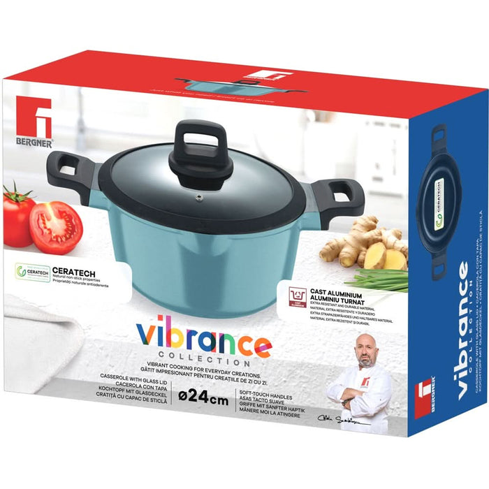 Cratita cu capac BERGNER Vibrance BG-57266-BLL-RO, 5l, 24cm, aluminiu, turcoaz WALTI