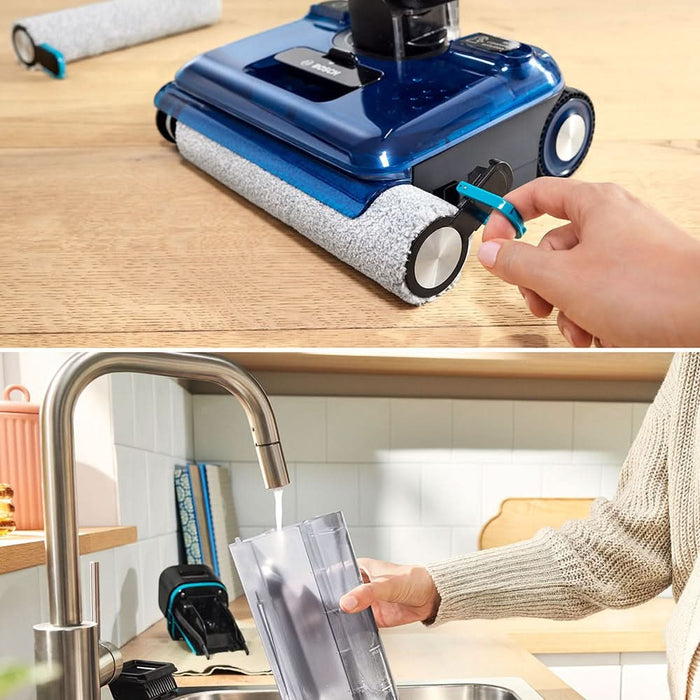 Aspirator vertical cu spalare BOSCH OneFlow Seria 6 BHF61BX, 0.72l, autonomie max 40 min, bleumarin-negru - WALTI WALTI