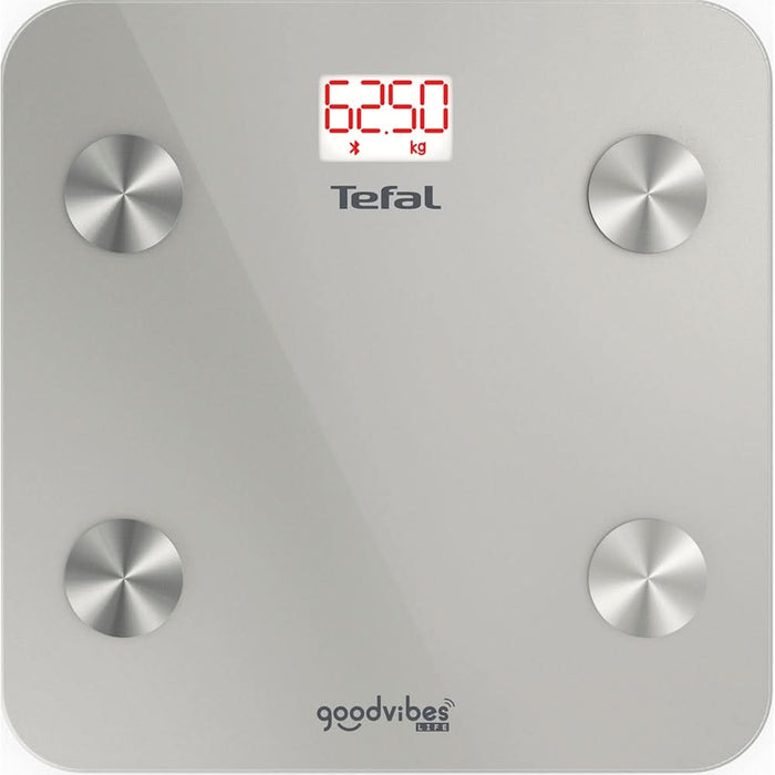 Cantar corporal TEFAL GoodVibes Life BM9600S1, 180kg, Bluetooth, sticla, argintiu WALTI