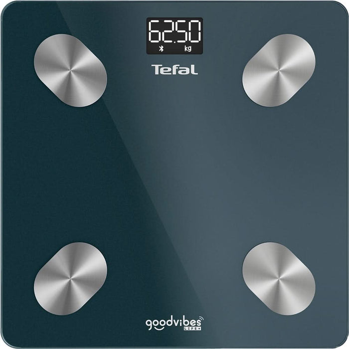 Cantar corporal TEFAL GoodVibes Life, 180kg, Bluetooth, sticla, albastru WALTI