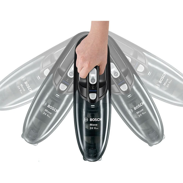 Aspirator de mana BOSCH Move BHN24L, 0.3l, 21.6V, autonomie max 45 min, High Airflow System, negru WALTI