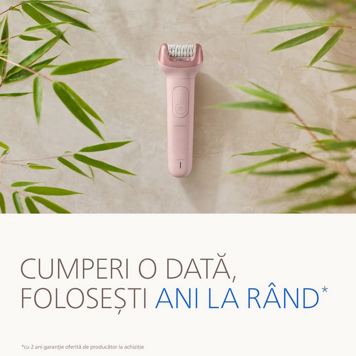 Epilator PHILIPS Series 9000 BRE719/00, 32 pensete, 2 viteze, 8 accesorii, acumulator, roz WALTI