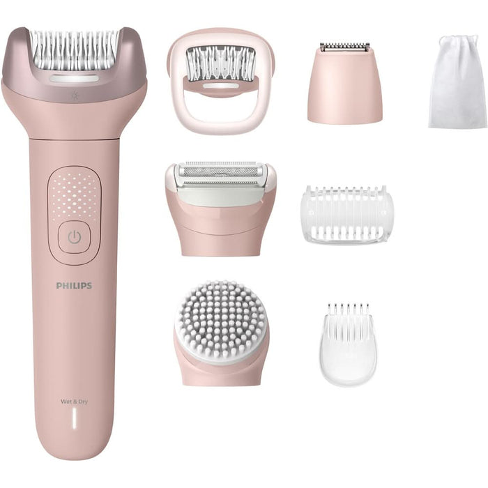 Epilator PHILIPS Series 9000 BRE719/00, 32 pensete, 2 viteze, 8 accesorii, acumulator, roz WALTI