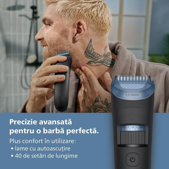 Aparat de tuns barba PHILIPS Series 3000 BT3665/15, acumulator, autonomie 80 min, negru WALTI