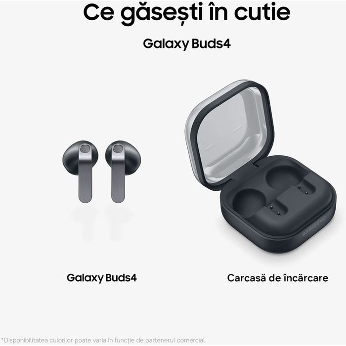 Casti SAMSUNG Galaxy Buds4, True Wireless, Bluetooth, In-Ear, Microfon, Noise Cancelling, Carcasa incarcare wireless, negru WALTI