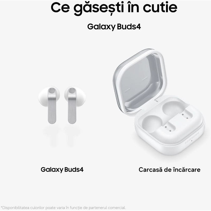 Casti SAMSUNG Galaxy Buds4, True Wireless, Bluetooth, In-Ear, Microfon, Noise Cancelling, Carcasa incarcare wireless, alb WALTI