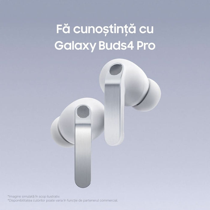 Casti SAMSUNG Galaxy Buds4 Pro, True Wireless, Bluetooth, In-Ear, Microfon, Carcasa Incarcare Wireless, Noise Cancelling, alb WALTI