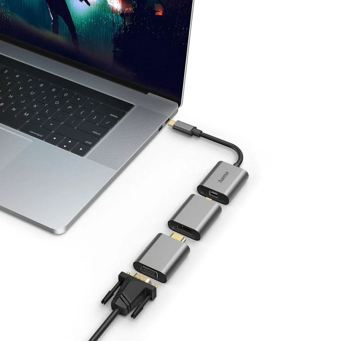 Adaptor 6 in 1 HAMA 200306, USB-C, Mini-Displayport, HDMI, VGA, negru - WALTI WALTI