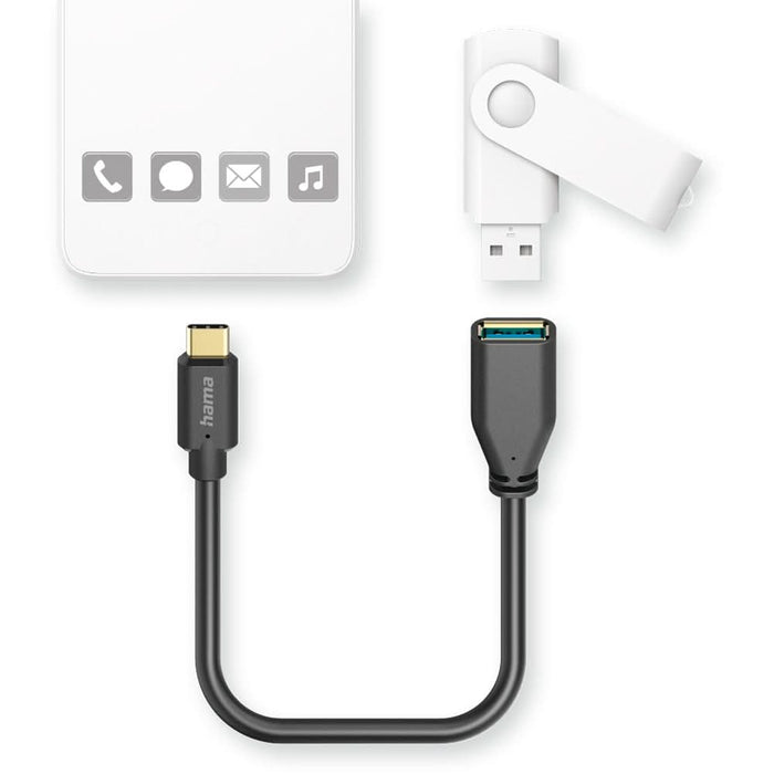 Cablu adaptor OTG USB C - USB A HAMA 201605, negru WALTI
