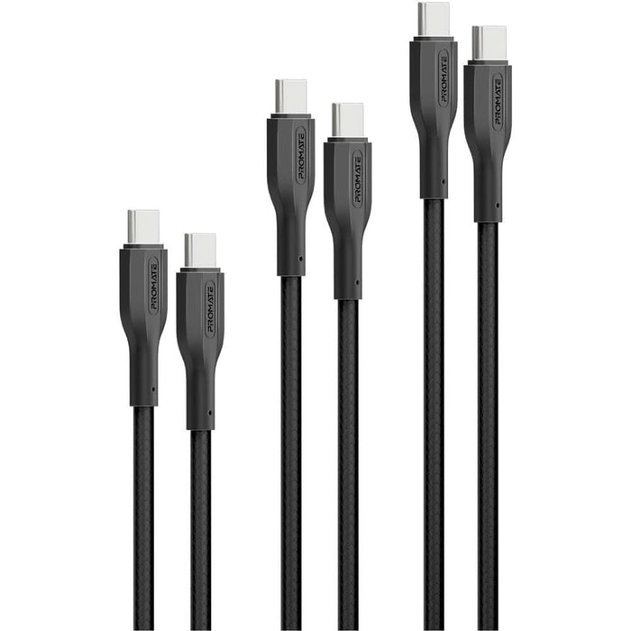 Cablu de date PROMATE CableKit-CC, USB-C - USB-C, 0.3m, 1.2m, 2m, negru WALTI
