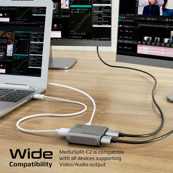 Adaptor Splitter HDMI- USB Type C PROMATE MEDIASPLIT-C2, gri WALTI