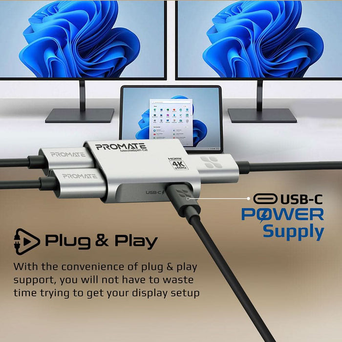 Adaptor Splitter HDMI- USB Type C PROMATE MEDIASPLIT-C2, gri WALTI