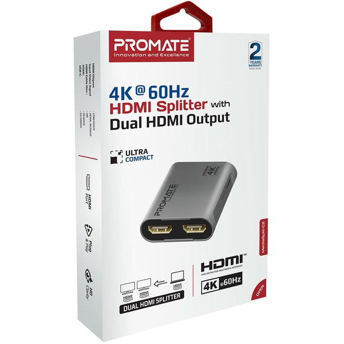 Adaptor Splitter HDMI- USB Type C PROMATE MEDIASPLIT-C2, gri WALTI