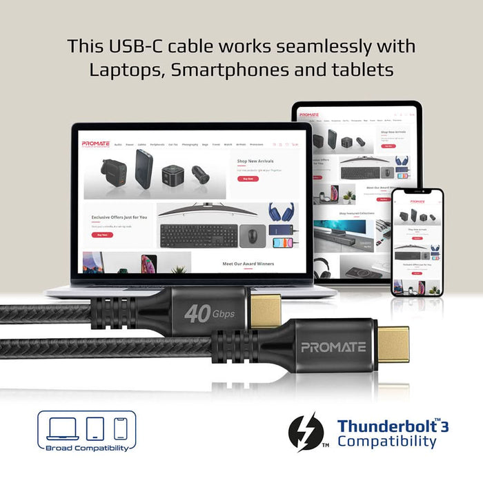 Cablu USB-C - USB-C PROMATE POWERBOLT240, 1m, negru WALTI