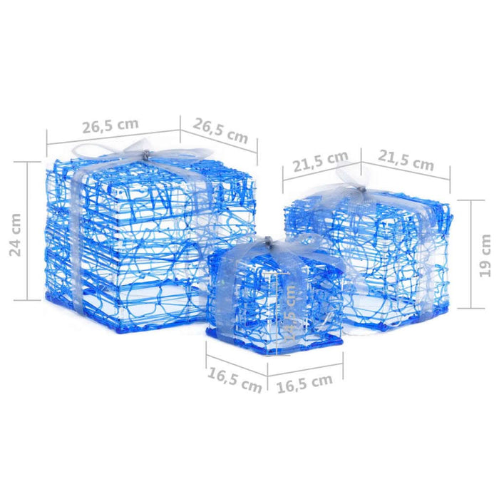 Cutii cadou de Crăciun decorative, 3 buc., alb rece, acril - WALTI WALTI
