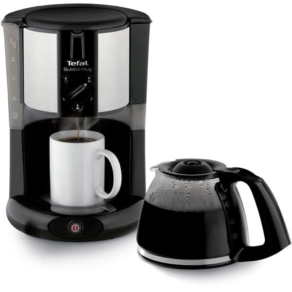 Cafetiera TEFAL Subito Mug CM290838, 1.25l, 1000W, 10 cesti, negru-argintiu WALTI