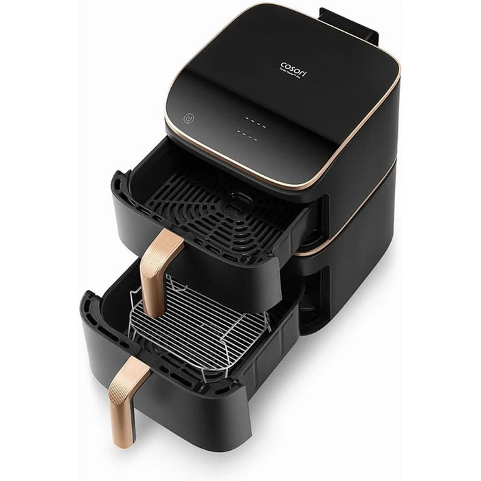 Friteuza cu aer cald dubla COSORI Turbo Tower Pro Smart CAFDC123SDEUR, 10.8l,  2630W, 3 rezistente, negru-auriu WALTI