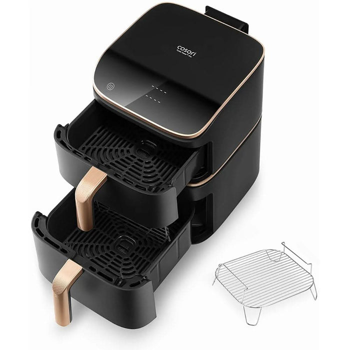 Friteuza cu aer cald dubla COSORI Turbo Tower Pro Smart CAFDC123SDEUR, 10.8l,  2630W, 3 rezistente, negru-auriu WALTI