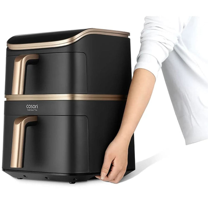 Friteuza cu aer cald dubla COSORI Turbo Tower Pro Smart CAFDC123SDEUR, 10.8l,  2630W, 3 rezistente, negru-auriu WALTI