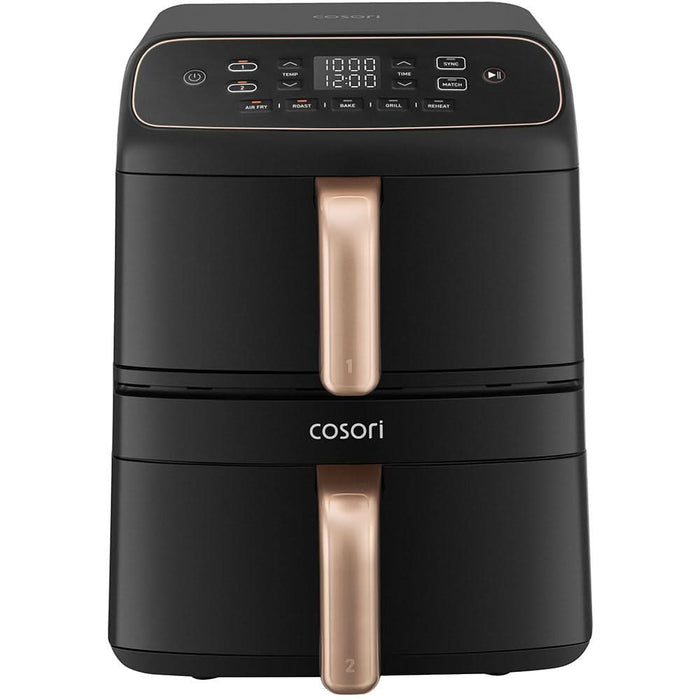 Friteuza cu aer cald dubla COSORI Turbo Tower Compact CAF-DC861-CEUR, 8.6l, 2630W, negru-auriu - WALTI WALTI