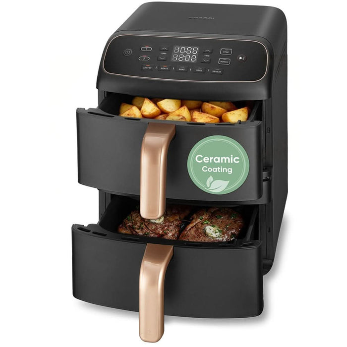 Friteuza cu aer cald dubla COSORI Turbo Tower Compact CAF-DC861-CEUR, 8.6l, 2630W, negru-auriu - WALTI WALTI