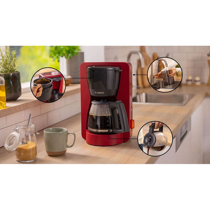 Cafetiera BOSCH MyMoment TKA3M134, 1.4l, 1200W, 15 cesti, rosu-gri inchis WALTI
