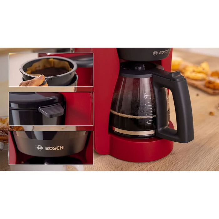 Cafetiera BOSCH MyMoment TKA3M134, 1.4l, 1200W, 15 cesti, rosu-gri inchis WALTI