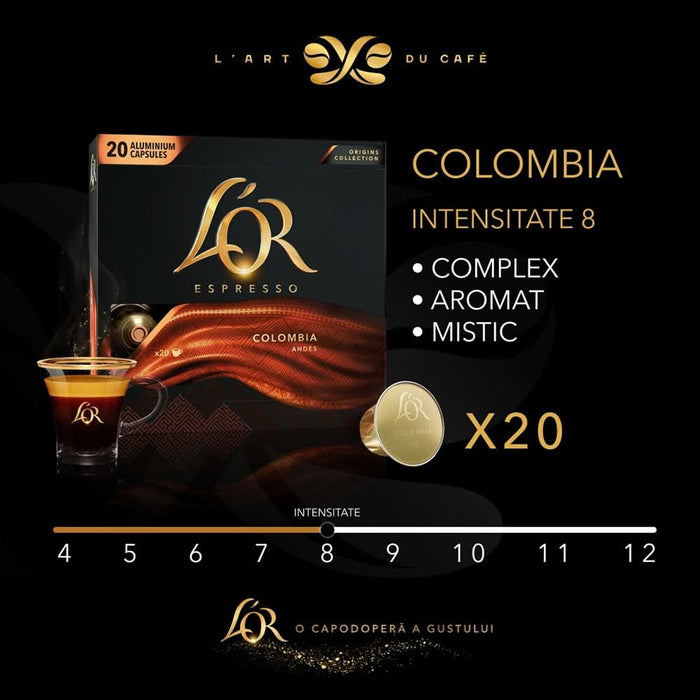 Capsule cafea L'OR Espresso Colombia, compatibile Nespresso, 20 capsule, 104g WALTI