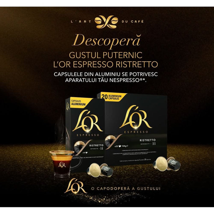 Capsule cafea L'OR Espresso Ristretto, compatibile Nespresso, 20 capsule, 104g WALTI