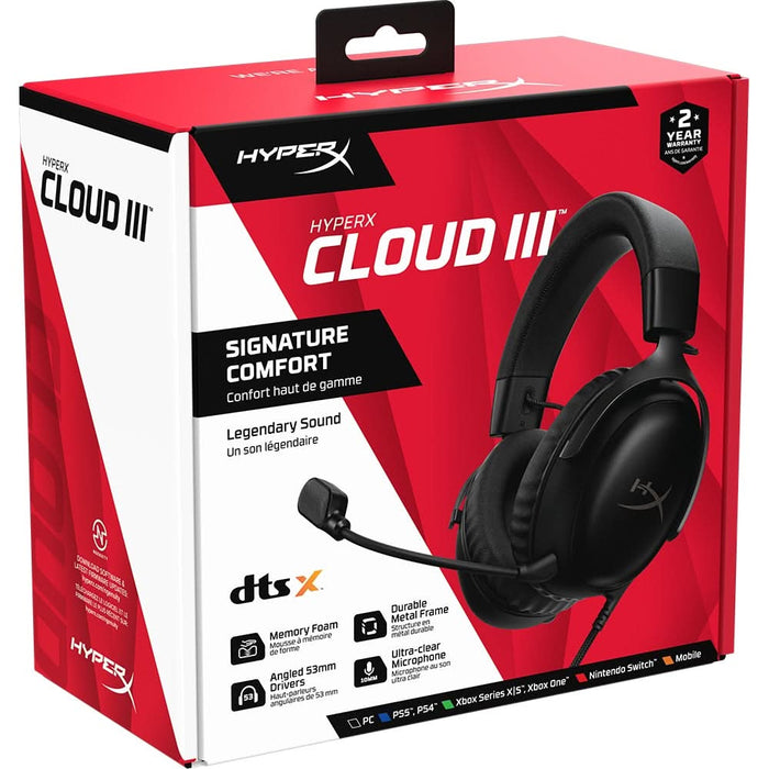 Casti Gaming HyperX Cloud III, DTS Headphone:X Spatial Audio, multiplatforma, 3.5mm, USB, negru WALTI
