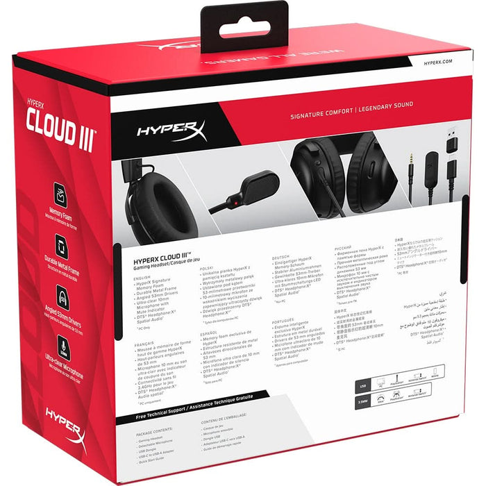 Casti Gaming HyperX Cloud III, DTS Headphone:X Spatial Audio, multiplatforma, 3.5mm, USB, negru WALTI