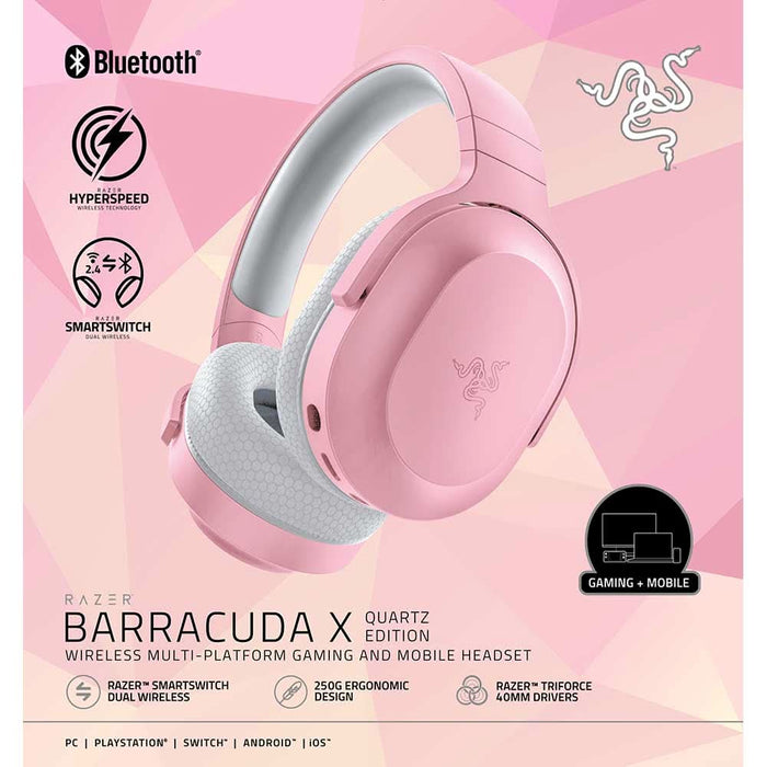 Casti Gaming Wireless RAZER Barracuda X 2022, 7.1, 3.5mm, USB, multiplatforma, Quartz WALTI