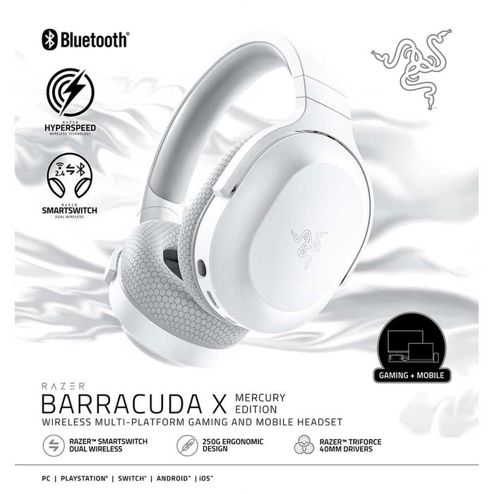 Casti Gaming Wireless RAZER Barracuda X 2022, 7.1, 3.5mm, USB, multiplatforma, Mercury WALTI